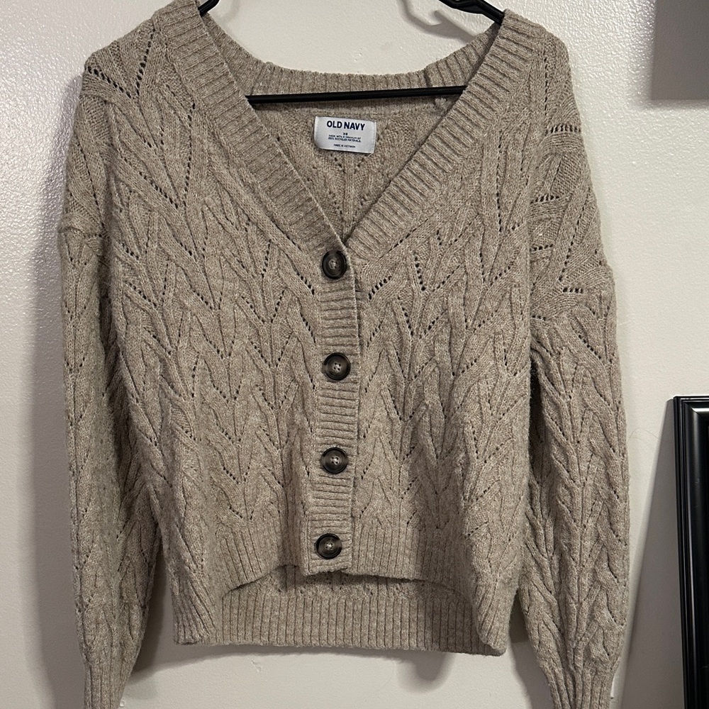Wool blend cardigan sweater